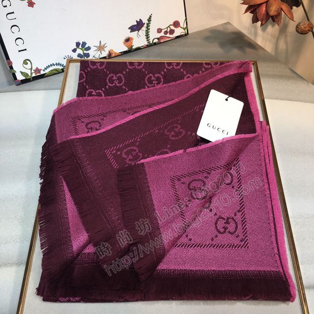GUCCI圍巾 GG羊毛提花系列 經典款 古馳2019新款長圍巾 GUCCI羊毛長巾  llwj6487